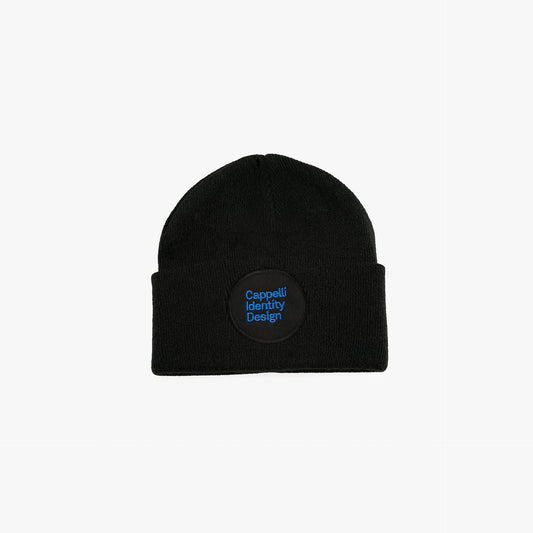Signature Logo Embroidered Beanie – Black/Blue