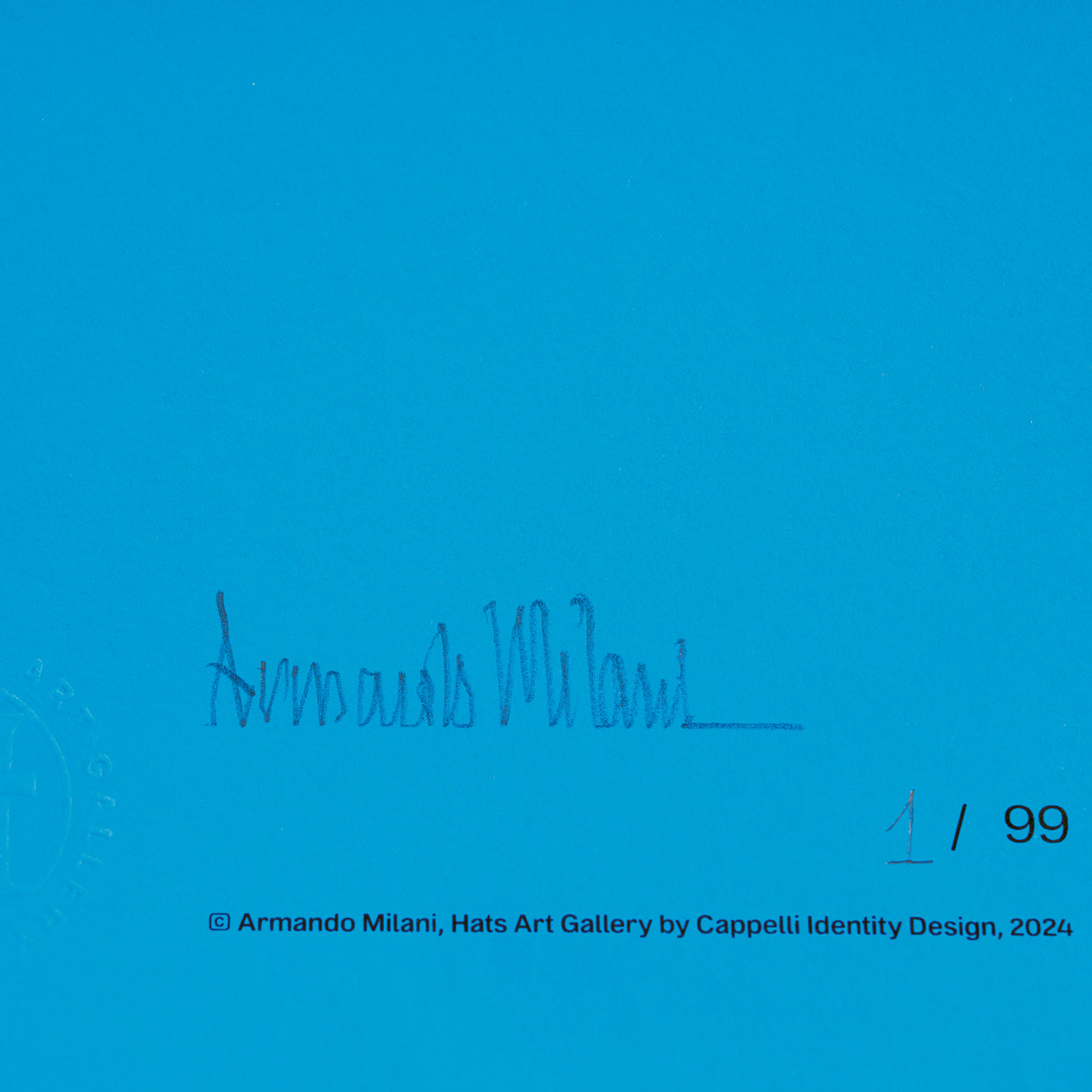 Poster Peace&War di Armando Milani, Detail signature, Hats Art Gallery